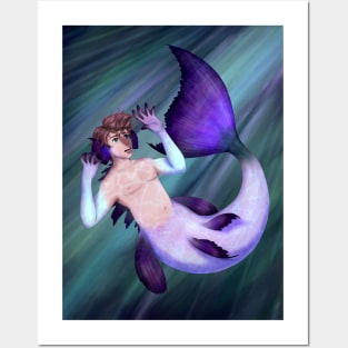 Mermay Painting of a Trans Merman Posters and Art